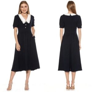 Alexia Admor Black Midi Dress with White Collar